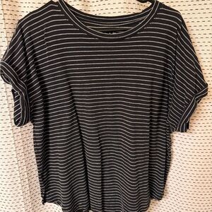 Maurices 24/7 Black and White Striped Short Sleeve Tee